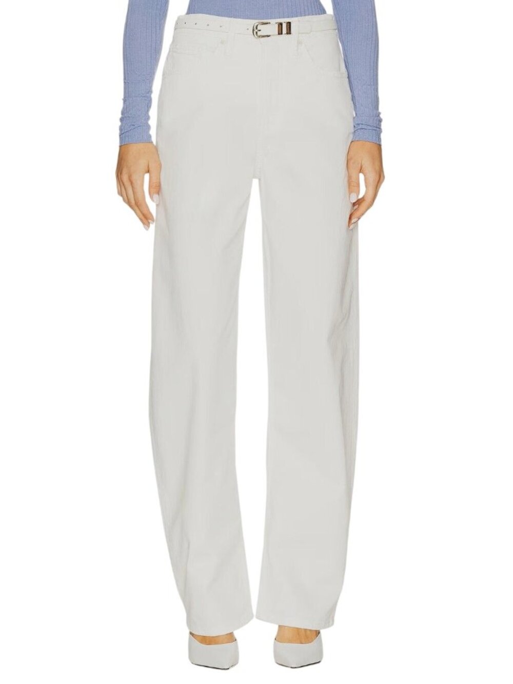 Good American Twill Good Barrel Pant in Cloud White 001 2 New Womens Jeans Denim